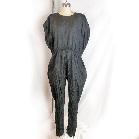 VTG 100% Silk Black Reversible Jumpsuit - Picture 4 of 14
